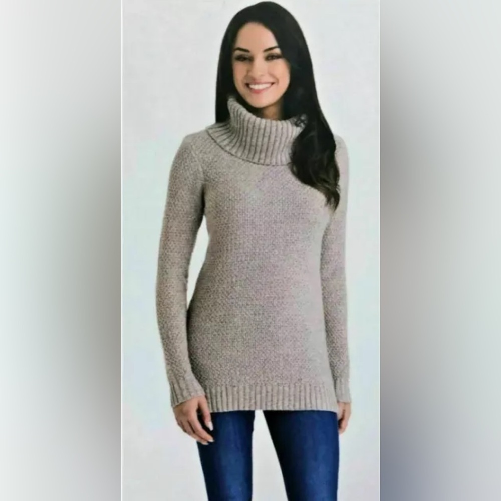Hilary Radley Womens Brown Sweater Pullover Mock Neck Long Sleeve Size XS